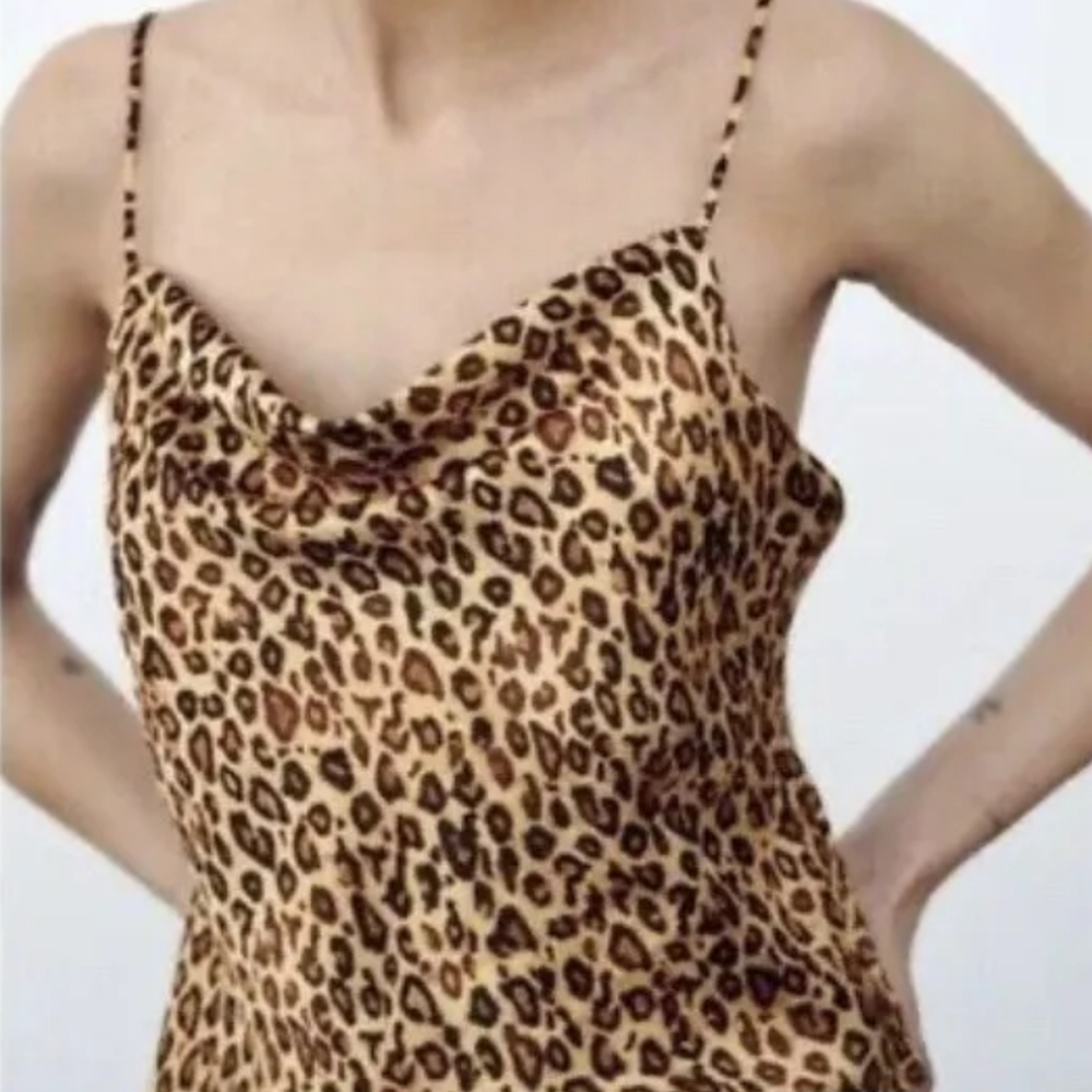Zara Leopard Print Adjustable Straps Camisole Size Small